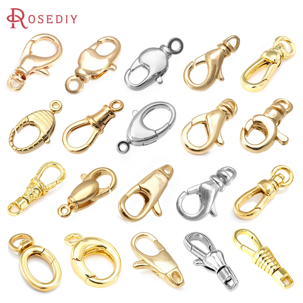 Jewelry Making Pins - 18K Gold Color Brass Rotatable Lobster