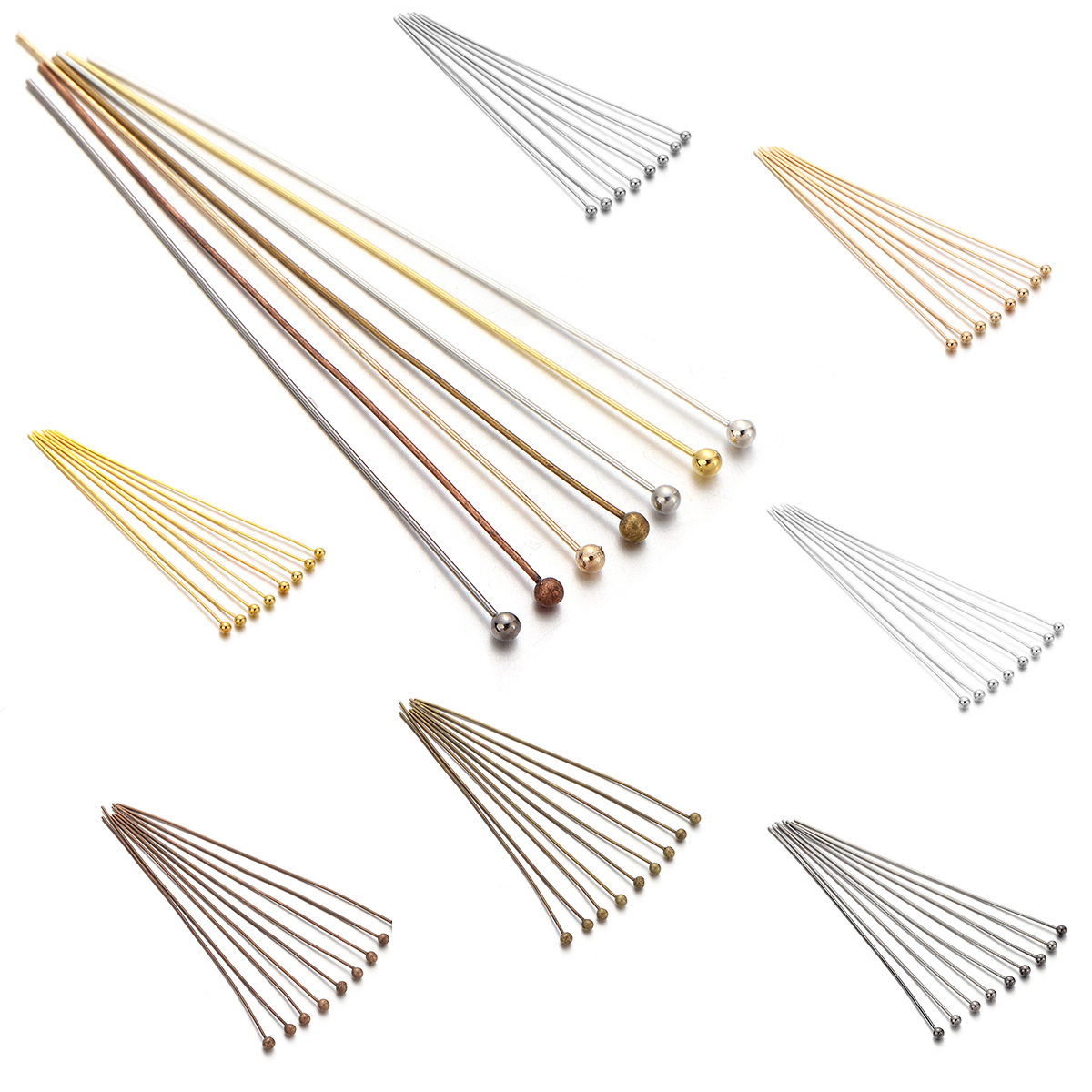 Jewelry Making Pieces - 100/200pcs Copper Ball Head Pins Gold