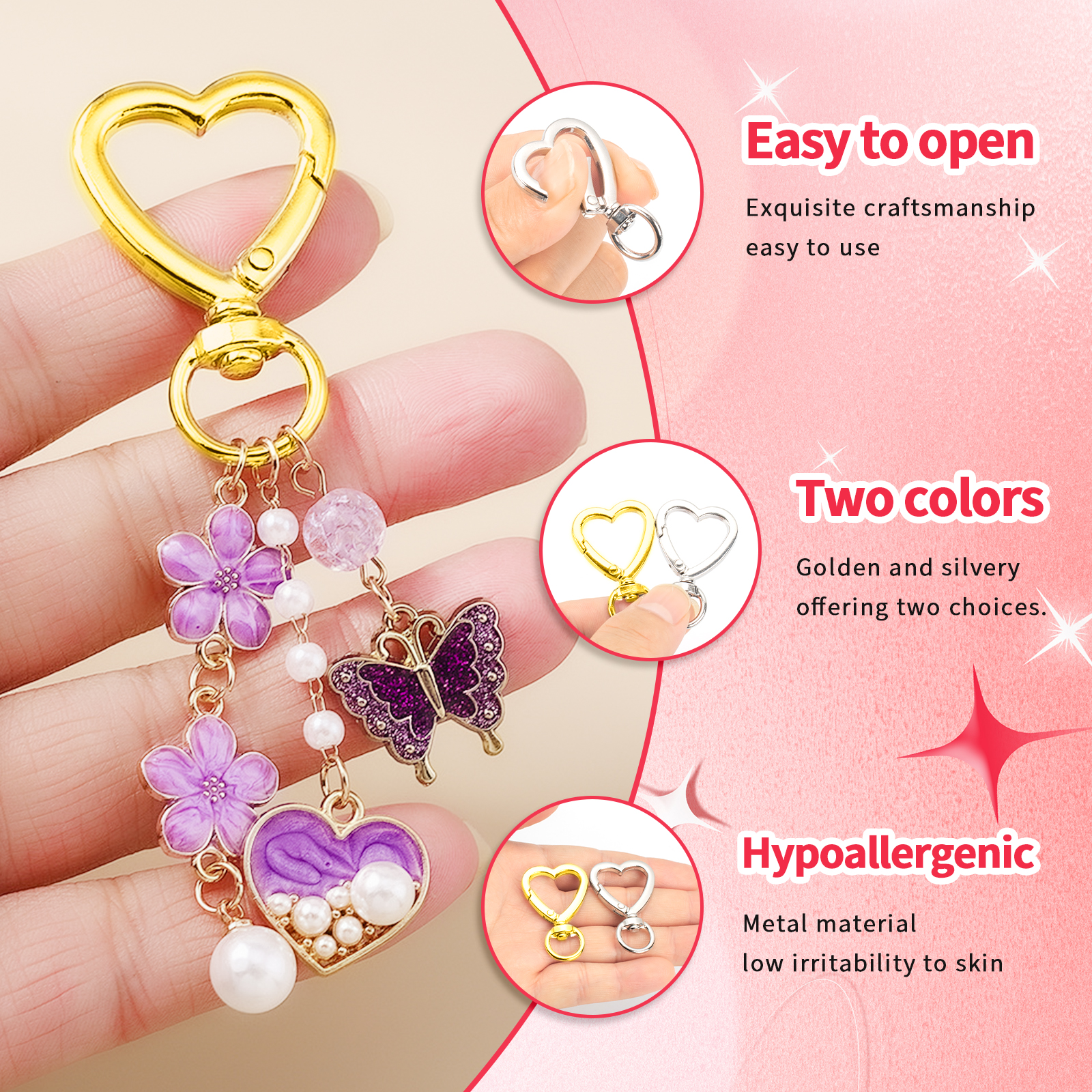 10pcs Metal Heart Lobster Claw - Jewelry Making Hoops avis et prix