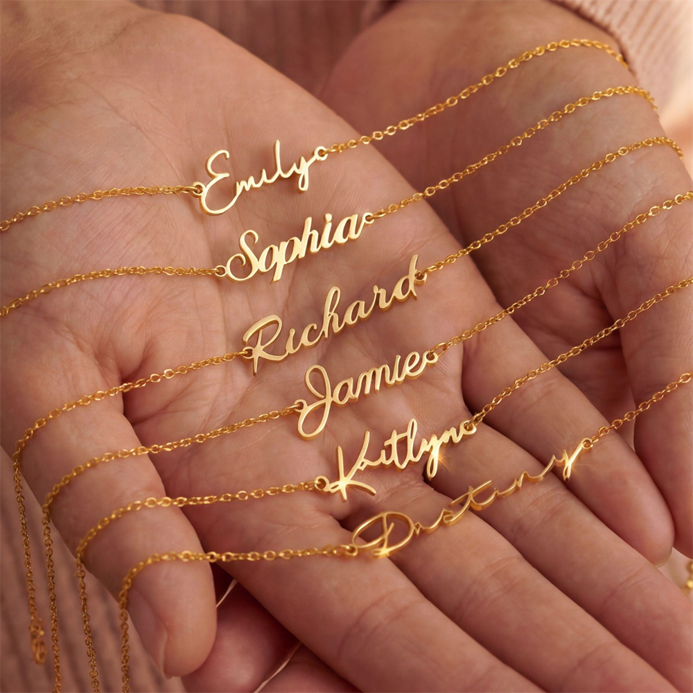 Custom Name Bracelet 18K Gold  - Lobster Clasp Silver avis et prix
