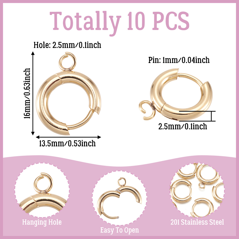 10pcs 201 Stainless Steel Hugg - Jewelry Making Hoops avis et prix