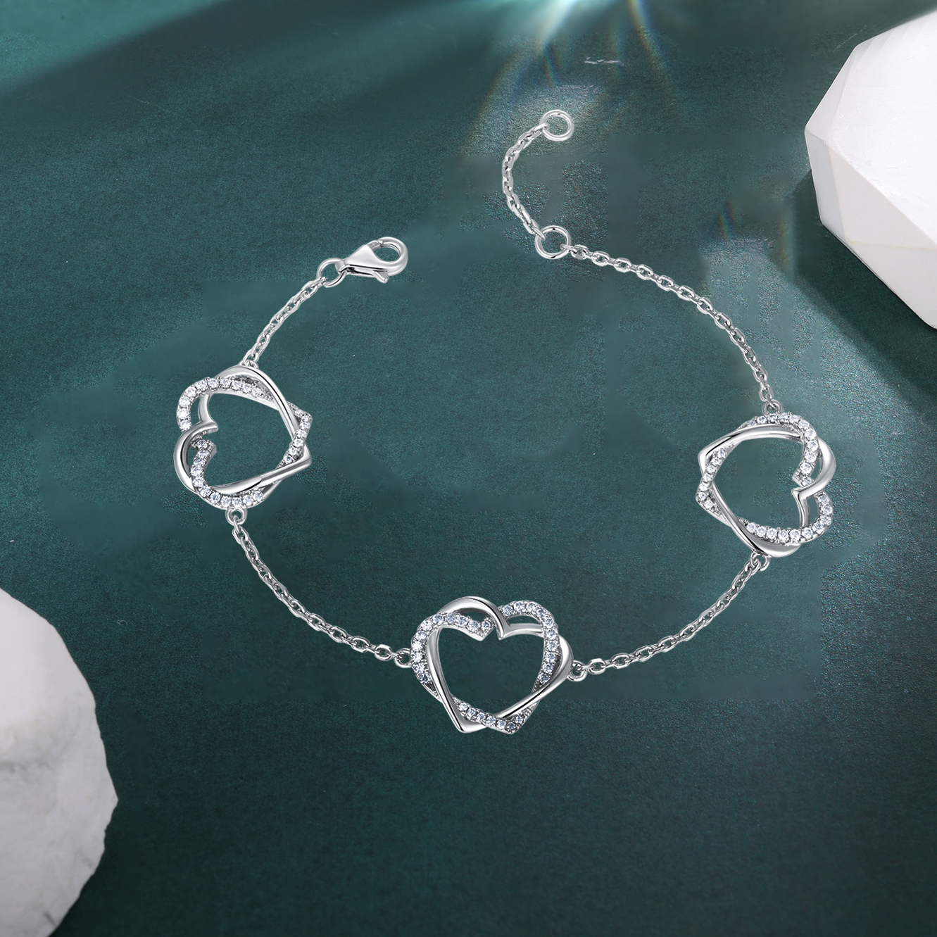 HFE Moissanite Double Hearts C - Lobster Clasp Silver avis et prix