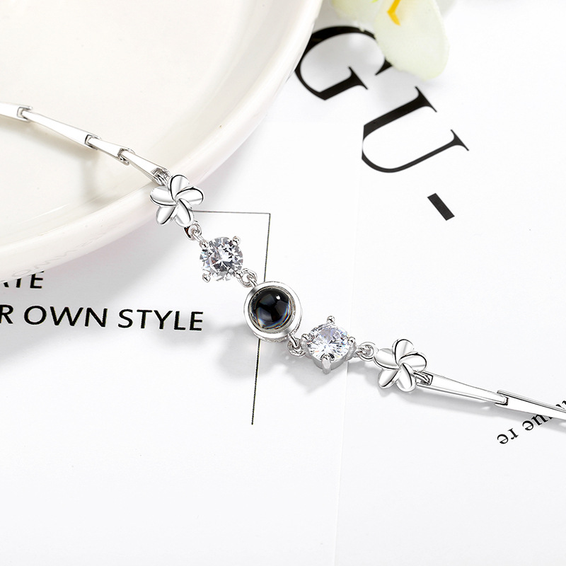 Custom Four-Leaf Clover Photo  - Lobster Clasp Silver avis et prix