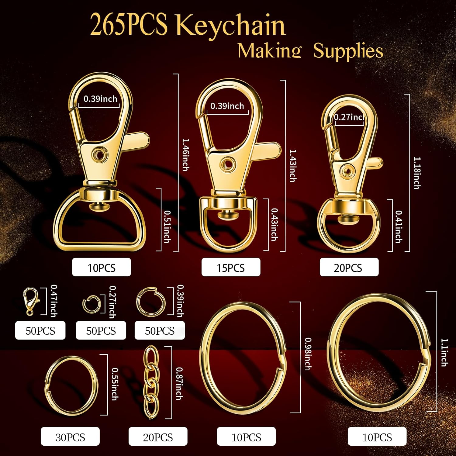 265PCS Metal Keychain Kit Lobs - Lobster Clasp Silver avis et prix