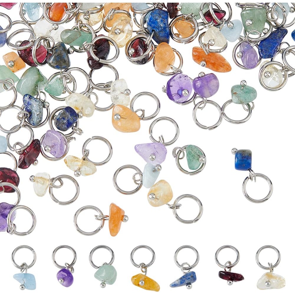 84Pcs 7 Colors Stone Pendants  - Jump Ring Assorted avis et prix