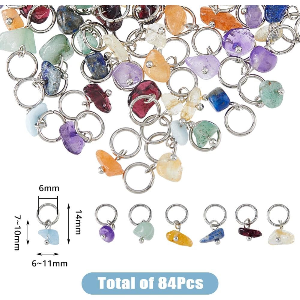 84Pcs 7 Colors Stone Pendants  - Jump Ring Assorted avis et prix